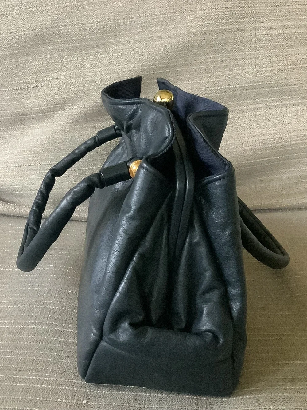 Vintage Etra Classic Black Leather Top-Handle Bag - Genuine Leather